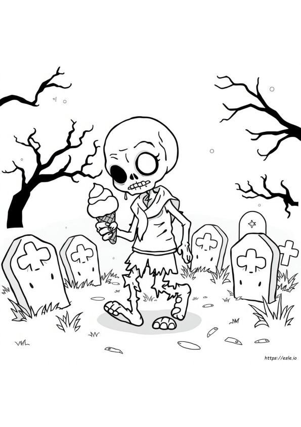 Cute Zombie Coloring Pages