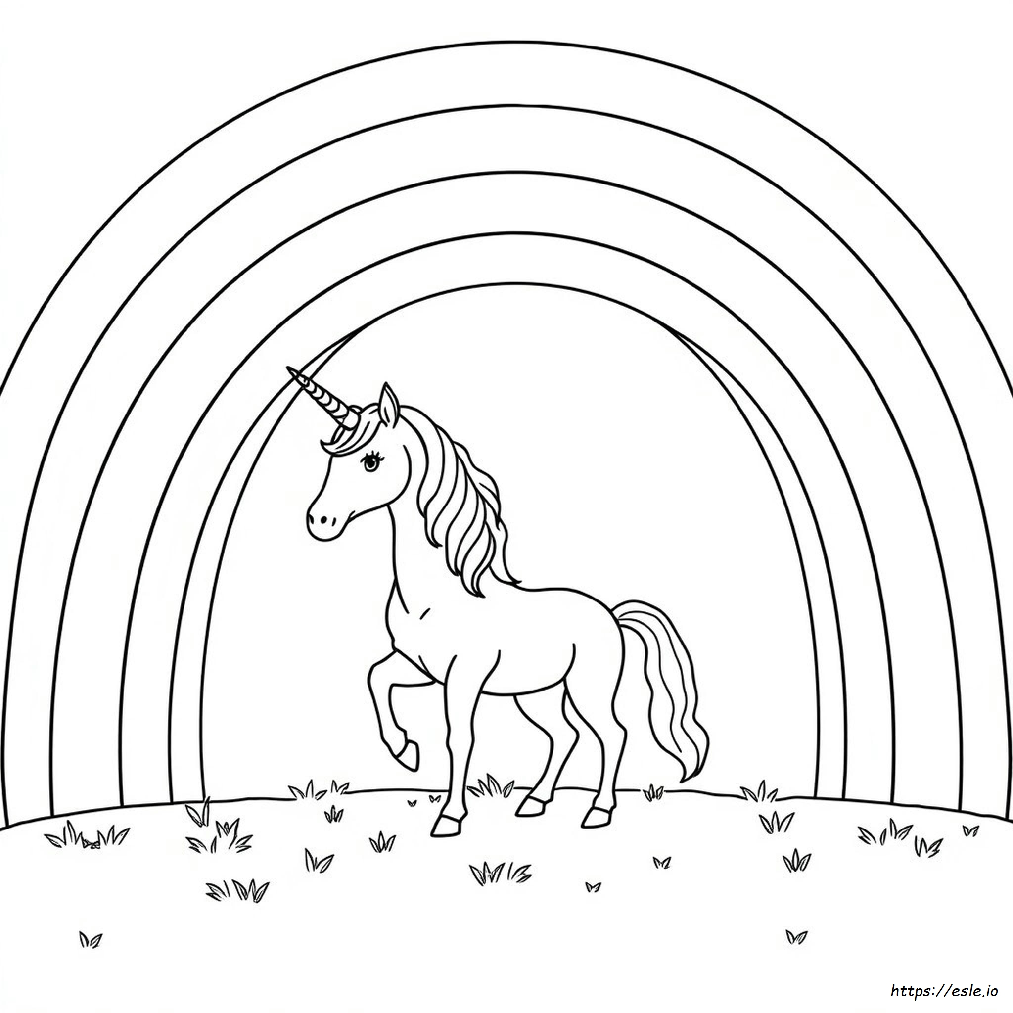 Unicorn On A Rainbow Coloring Page