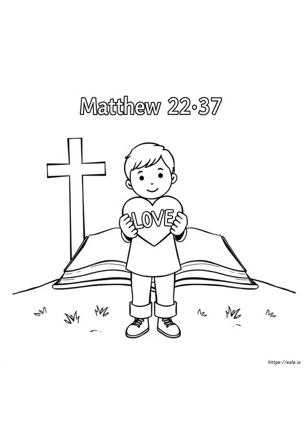 マタイによる福音書22章37節 ぬりえ