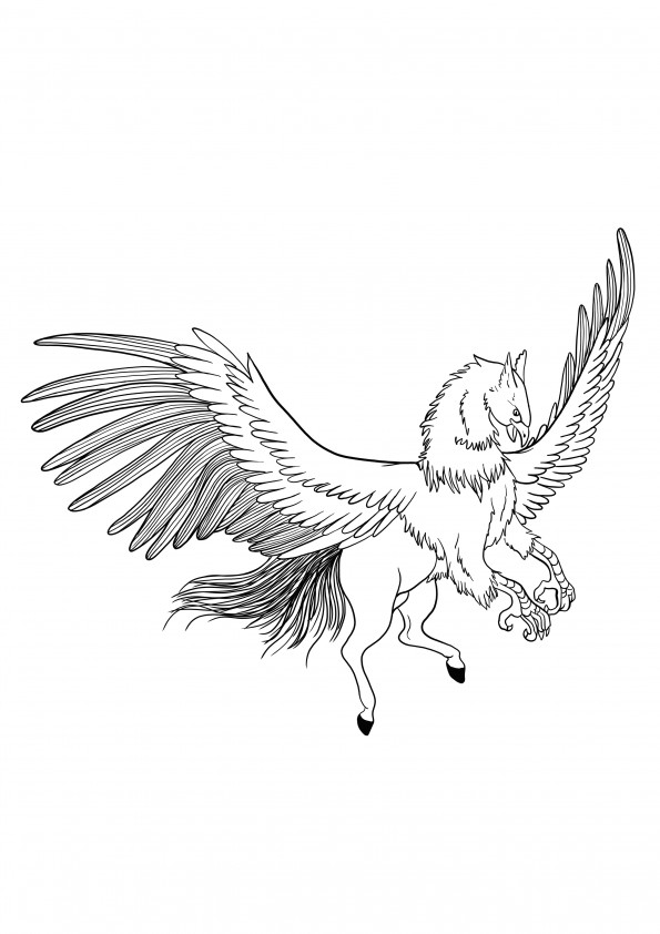 Easy hippogriff coloring and free printing