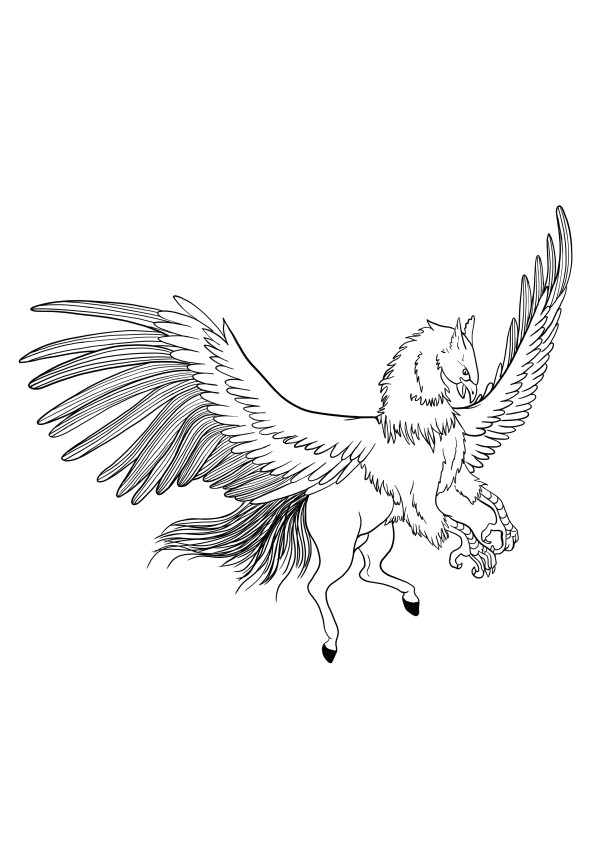 Easy hippogriff coloring and free printing