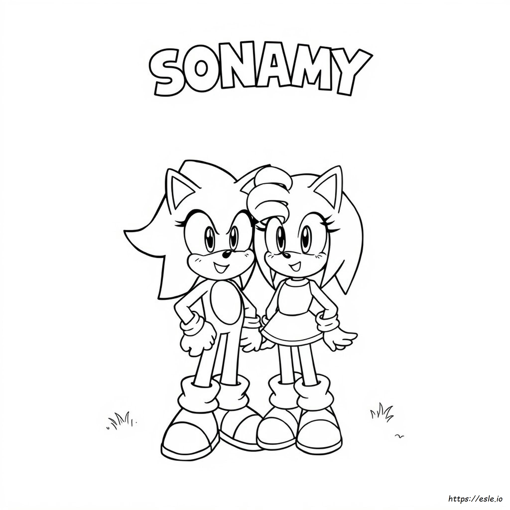 Sonic Coloring Page Sonamy Sonic Y Amy Para Colorear
