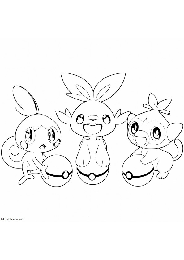Pokeball With Cute Pokemon coloring page