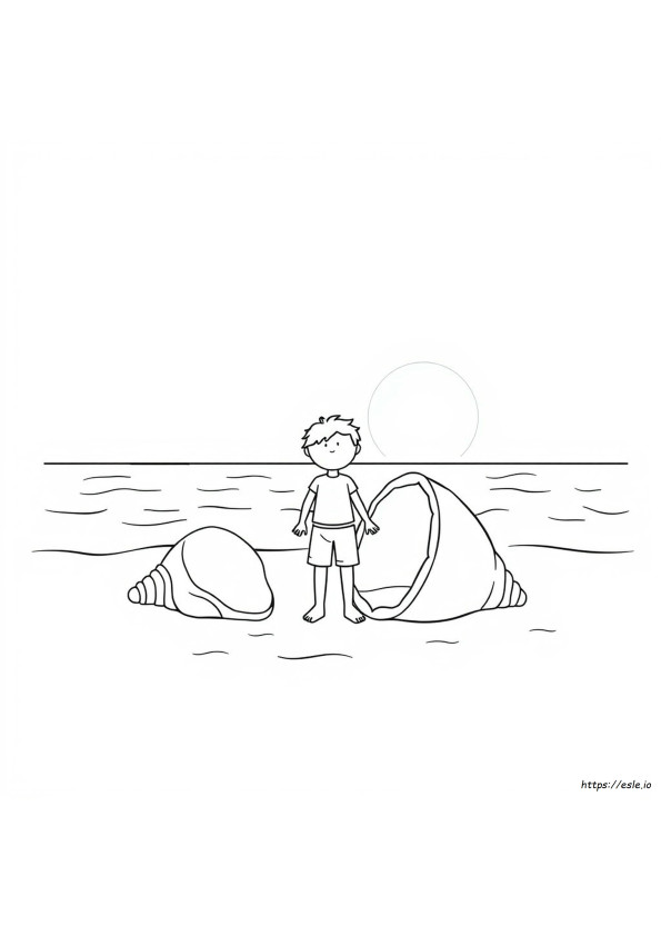 At The Beach Colouring Page