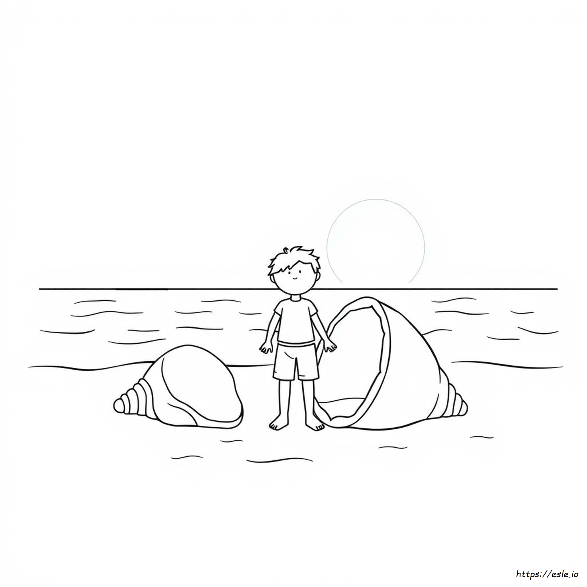 At The Beach Colouring Page