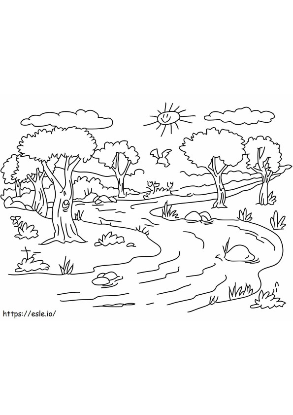 River Landscape coloring page