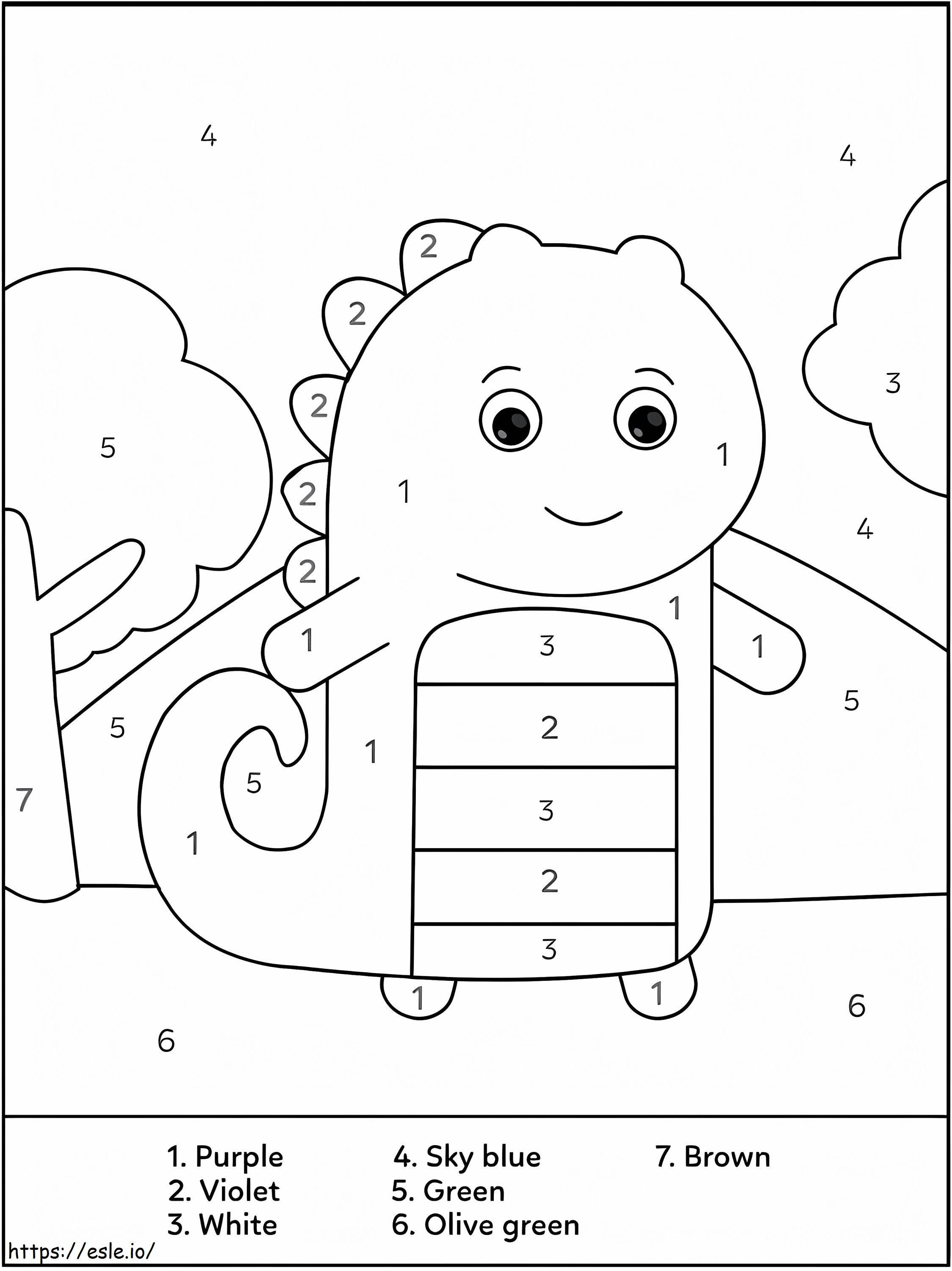 Adorable Dinosaur Color By Number coloring page