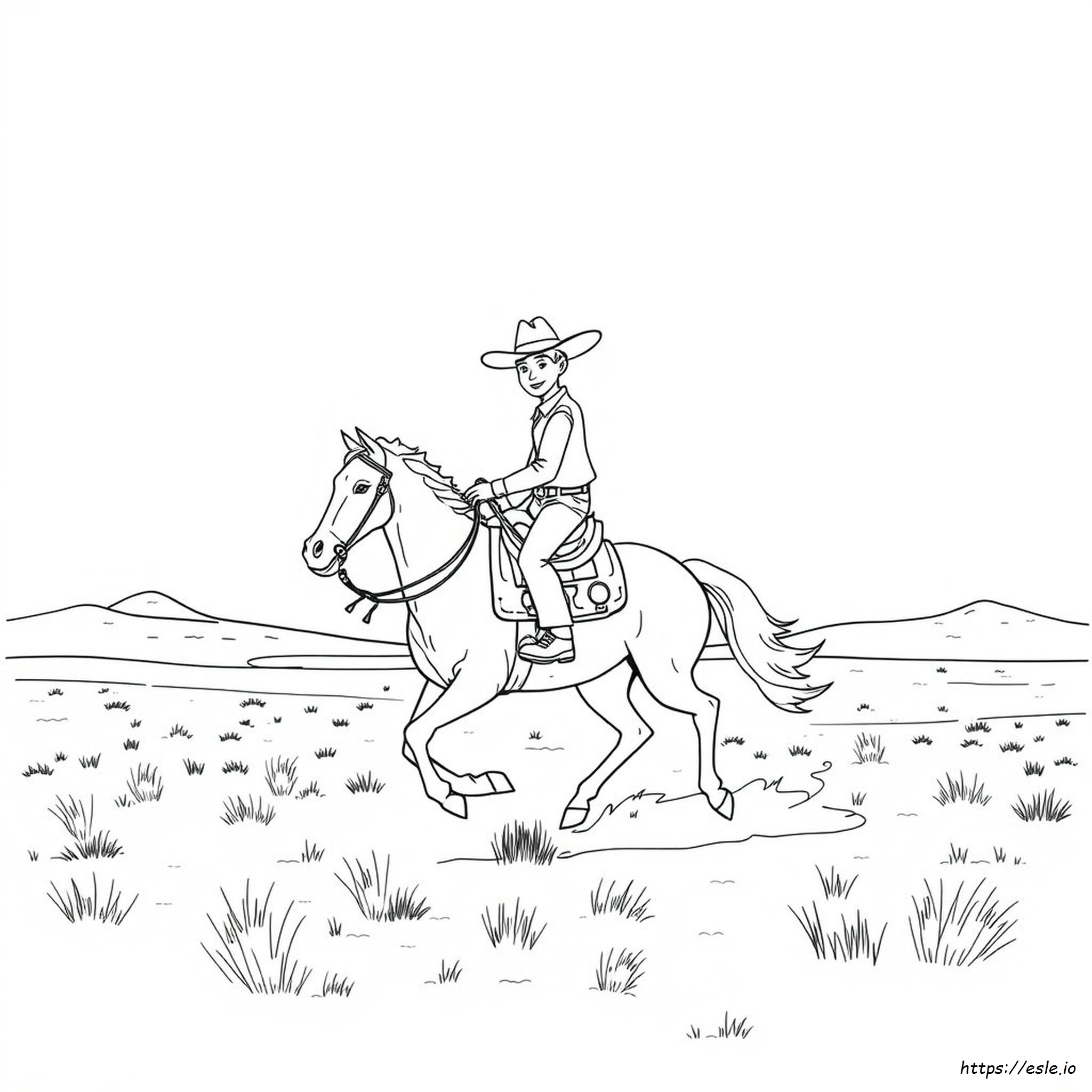 Cowboy On A Horse Coloring Page