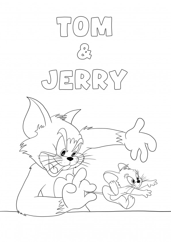 Tom & Jerry favoriete stripfiguren gratis kleurplaat om te downloaden en in te kleuren