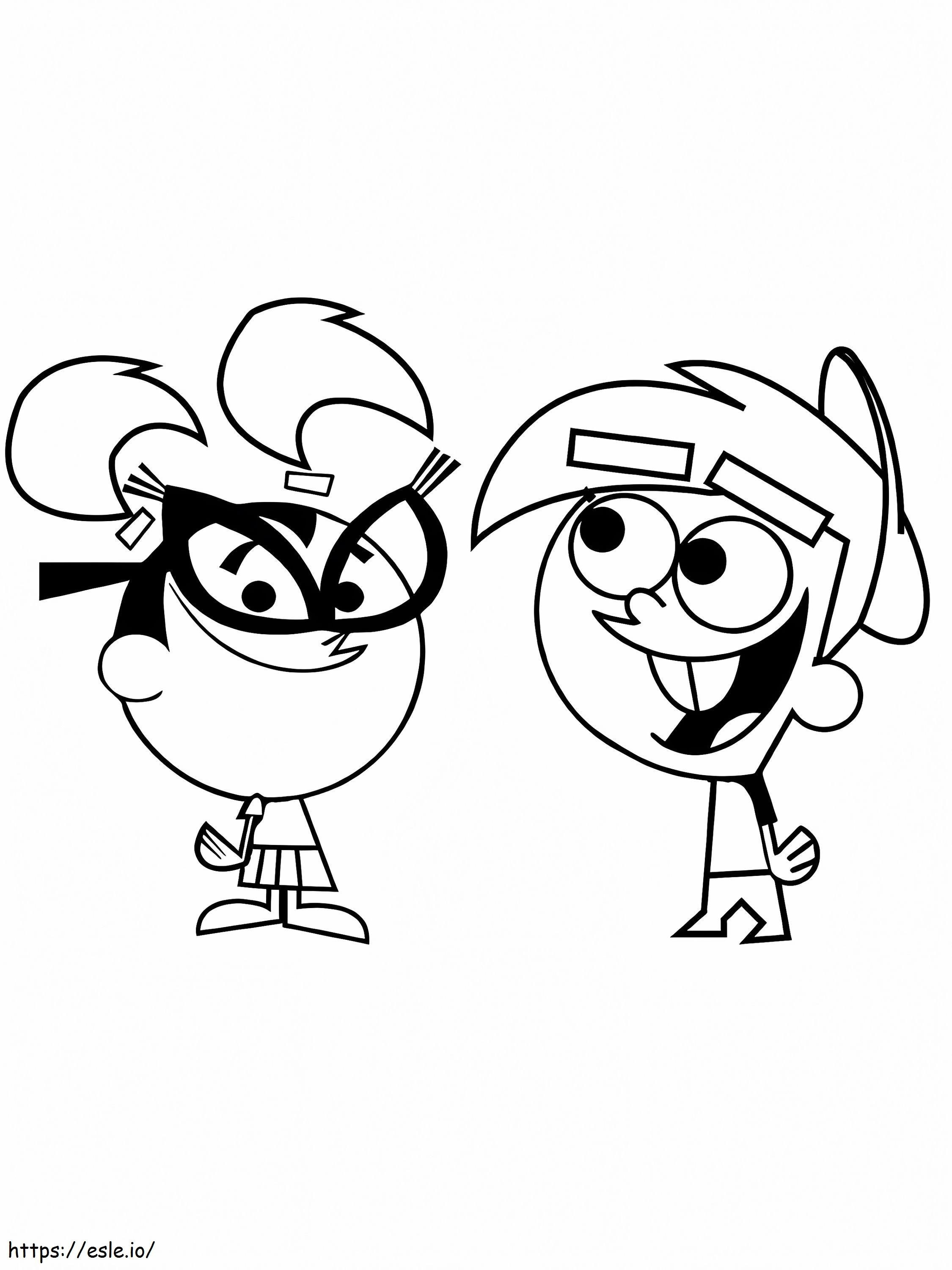 Tootie And Smiling Timmy Turner coloring page