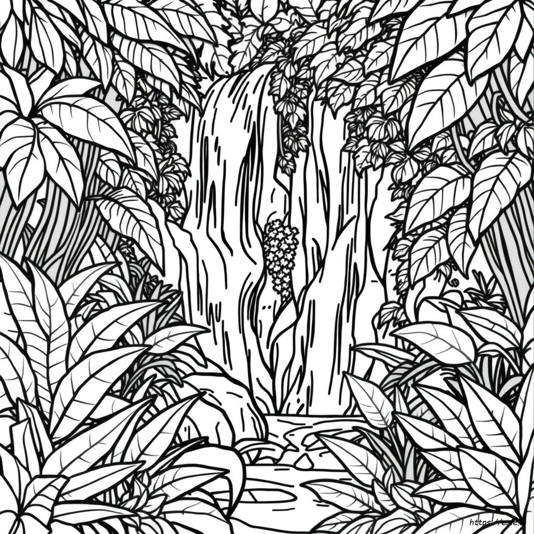 Rainforest Waterfall Coloring Pages