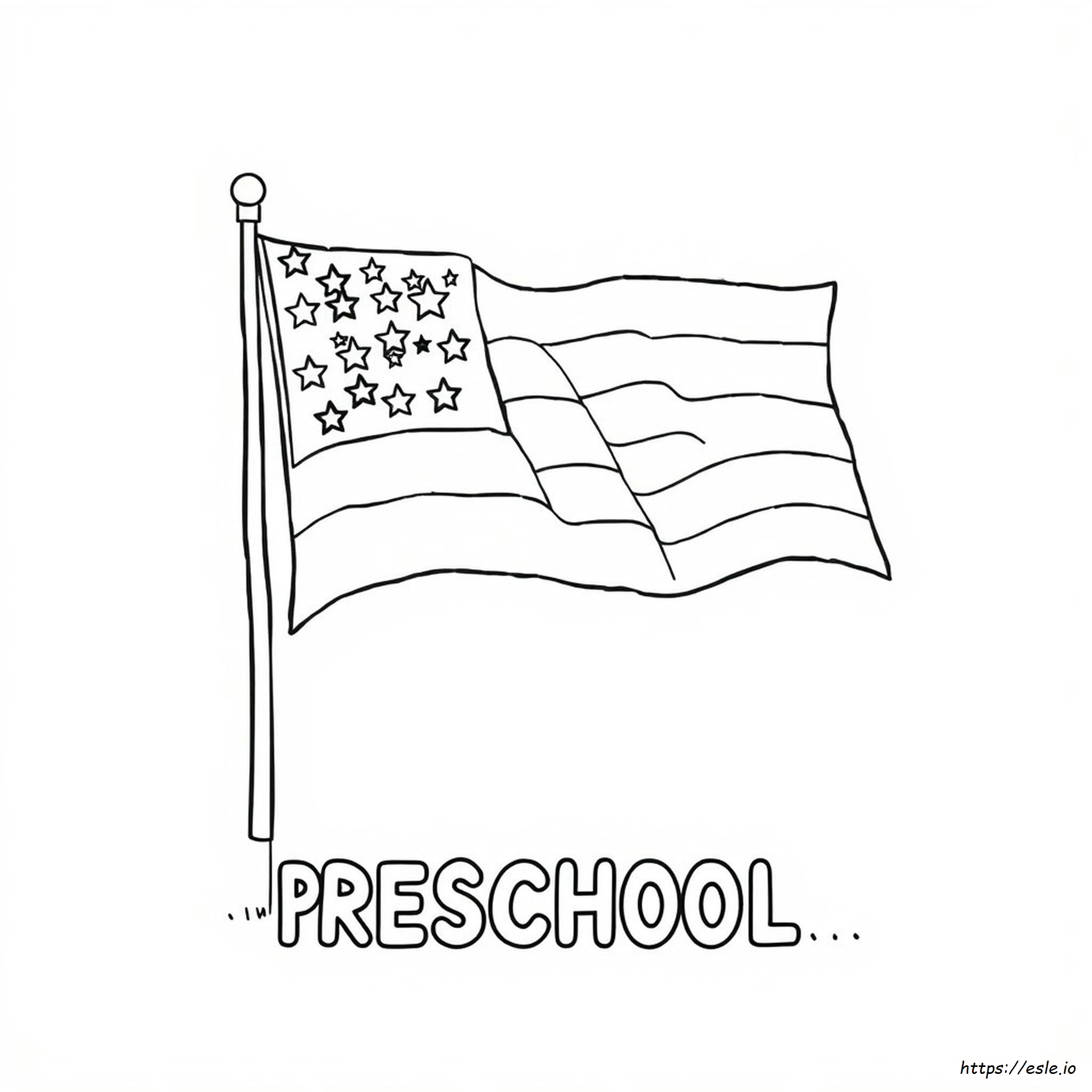 American Flag Coloring Page For Preschool