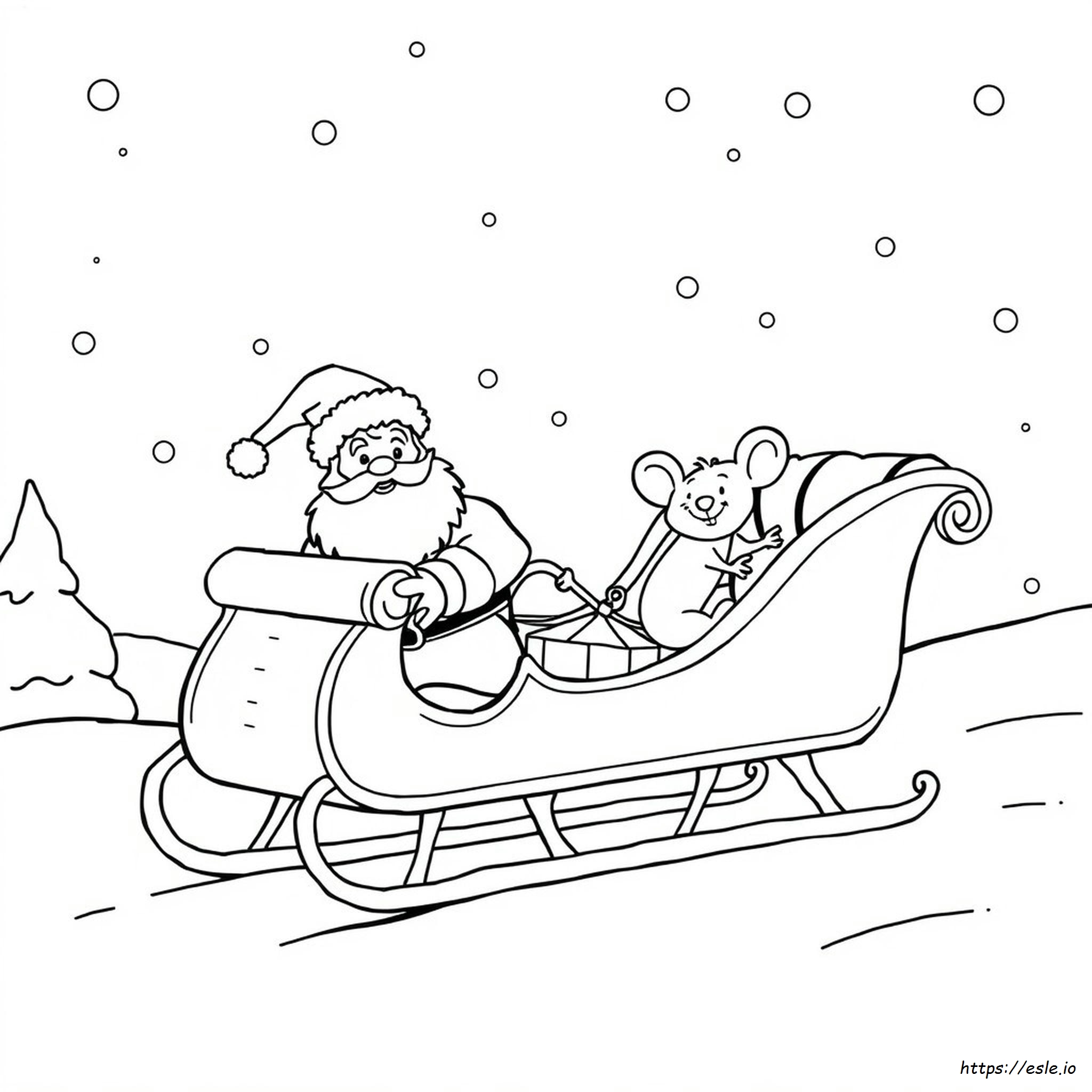 Santa Mouse Color Pages Printable