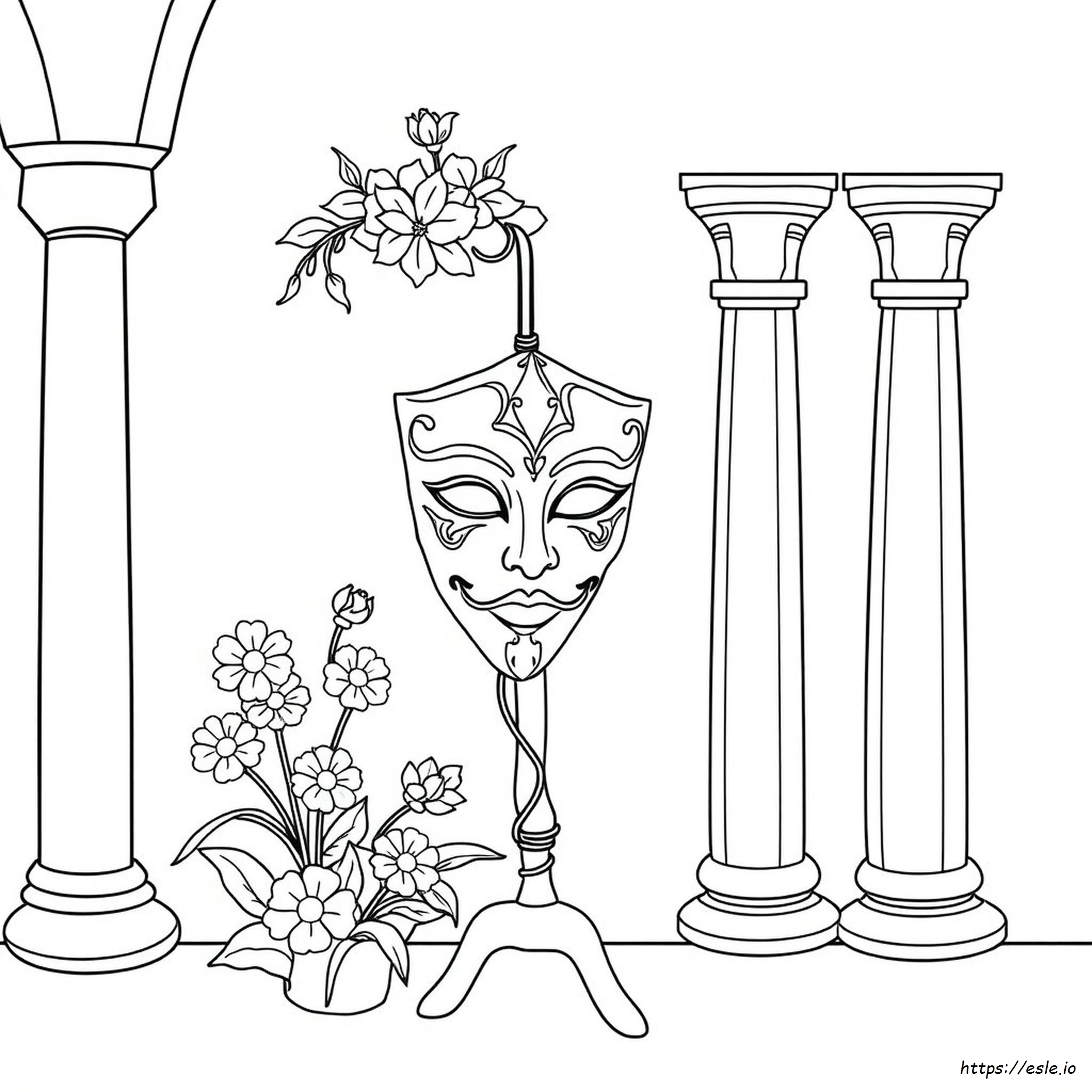 Venetian Mask Coloring Page