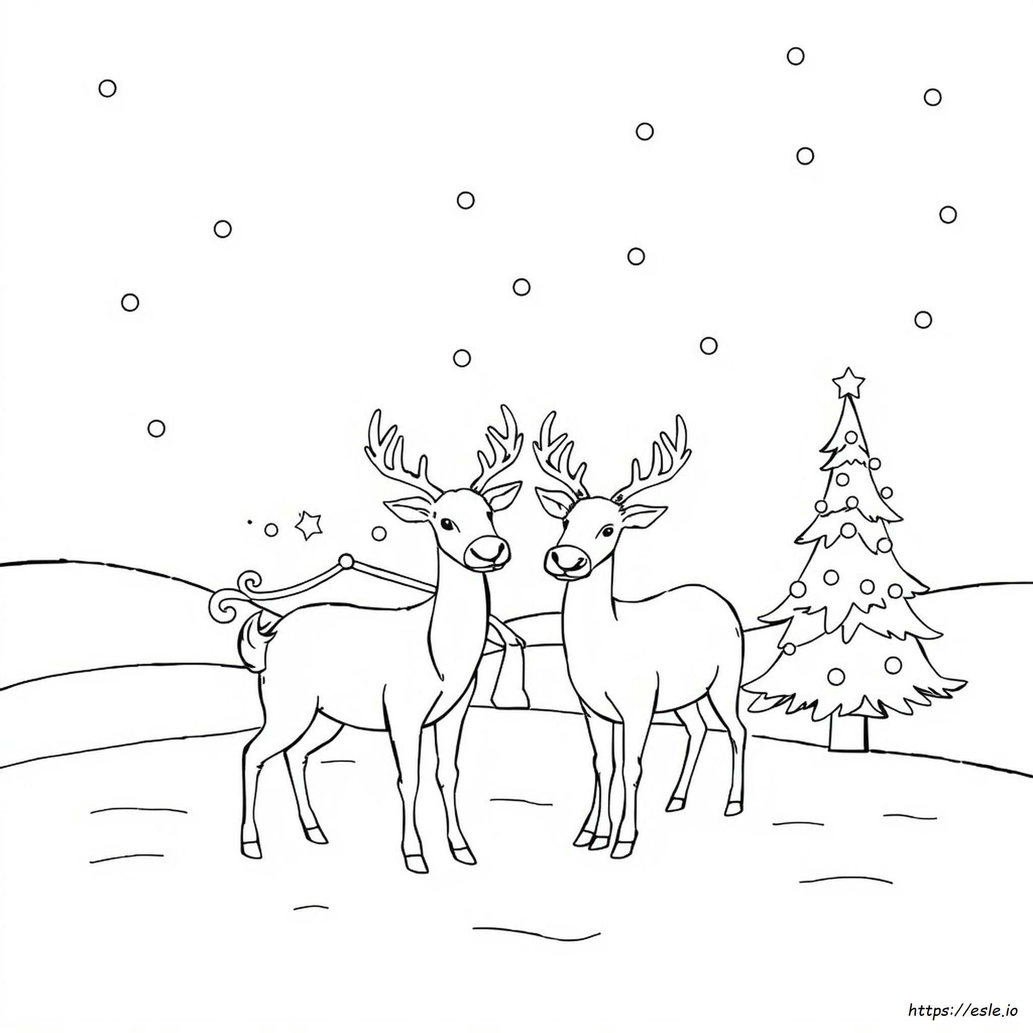 Christmas Reindeer Coloring Sheets