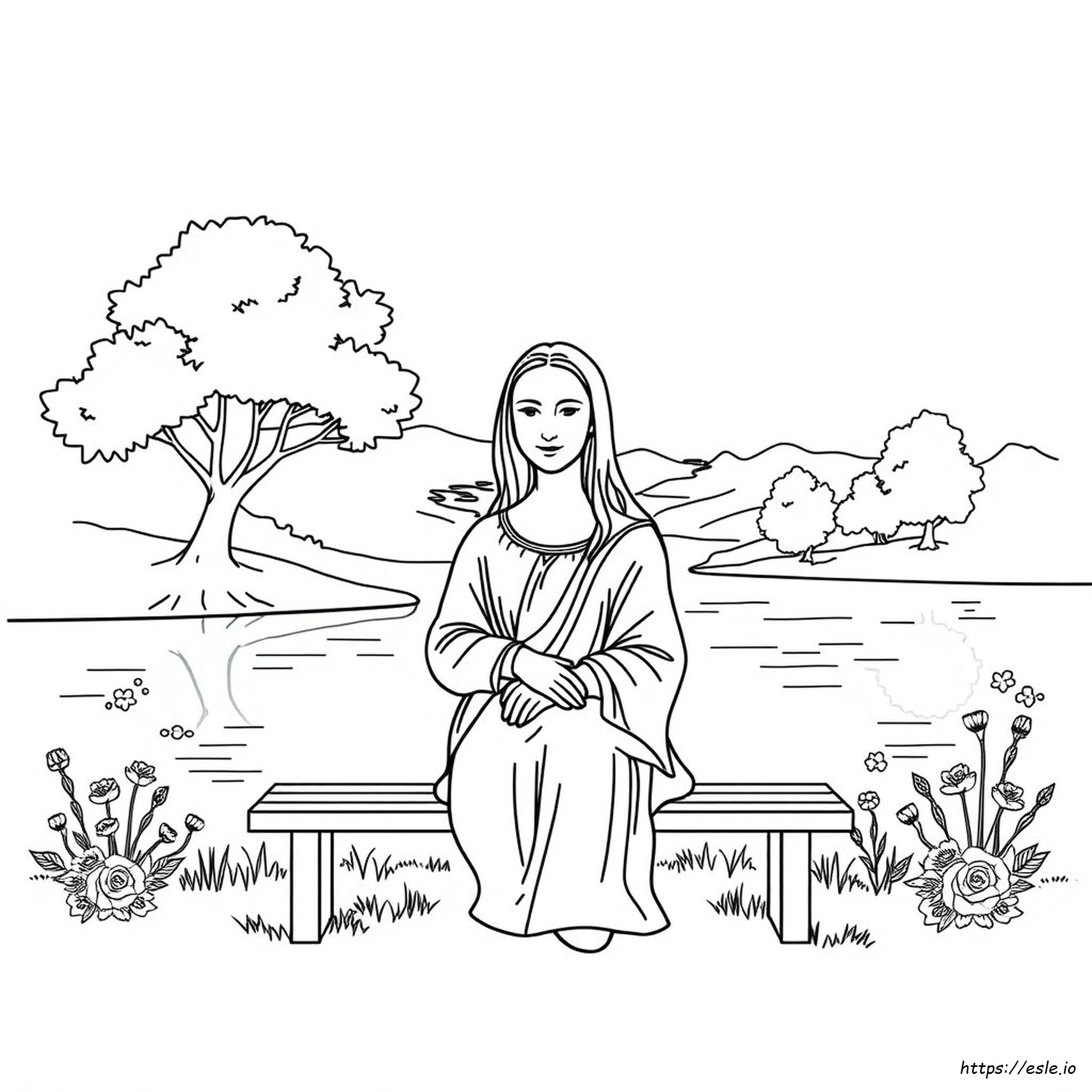 Simple Mona Lisa Coloring Page