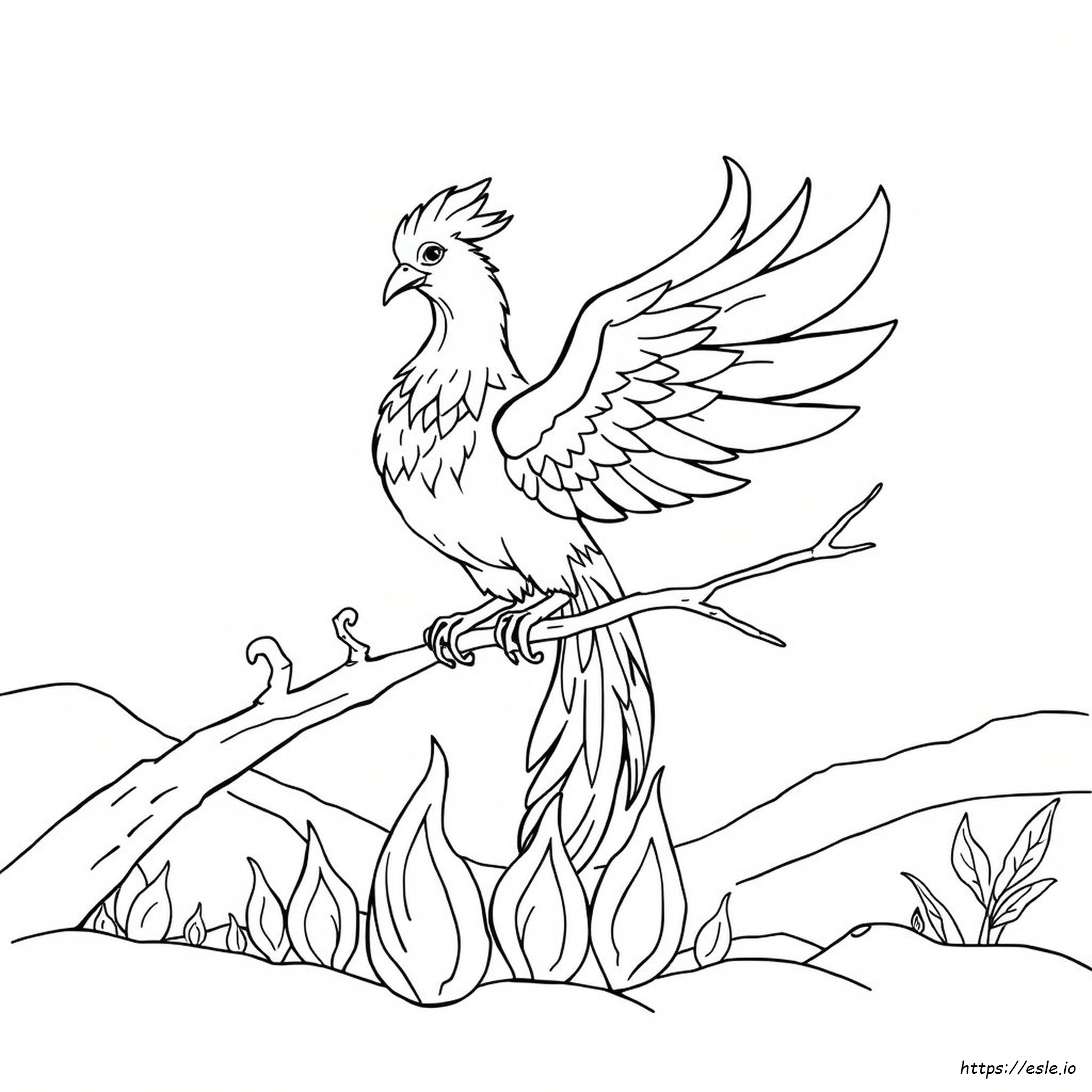 Disegni Di Creature Mitiche: Fenice Da Colorare