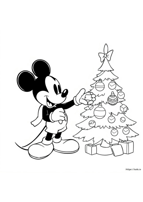 Gambar Mewarnai Pohon Natal Mickey Mouse