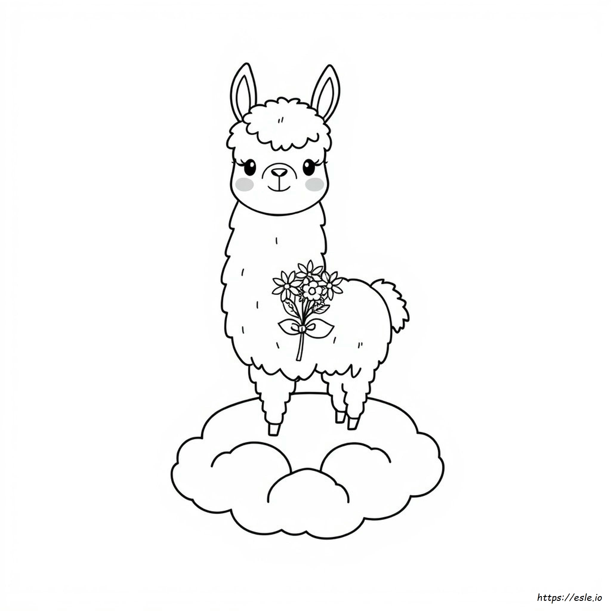 かわいいラマのぬりえ