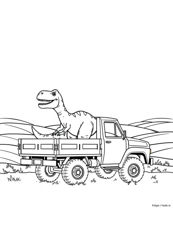 Dino Truck Coloring Page