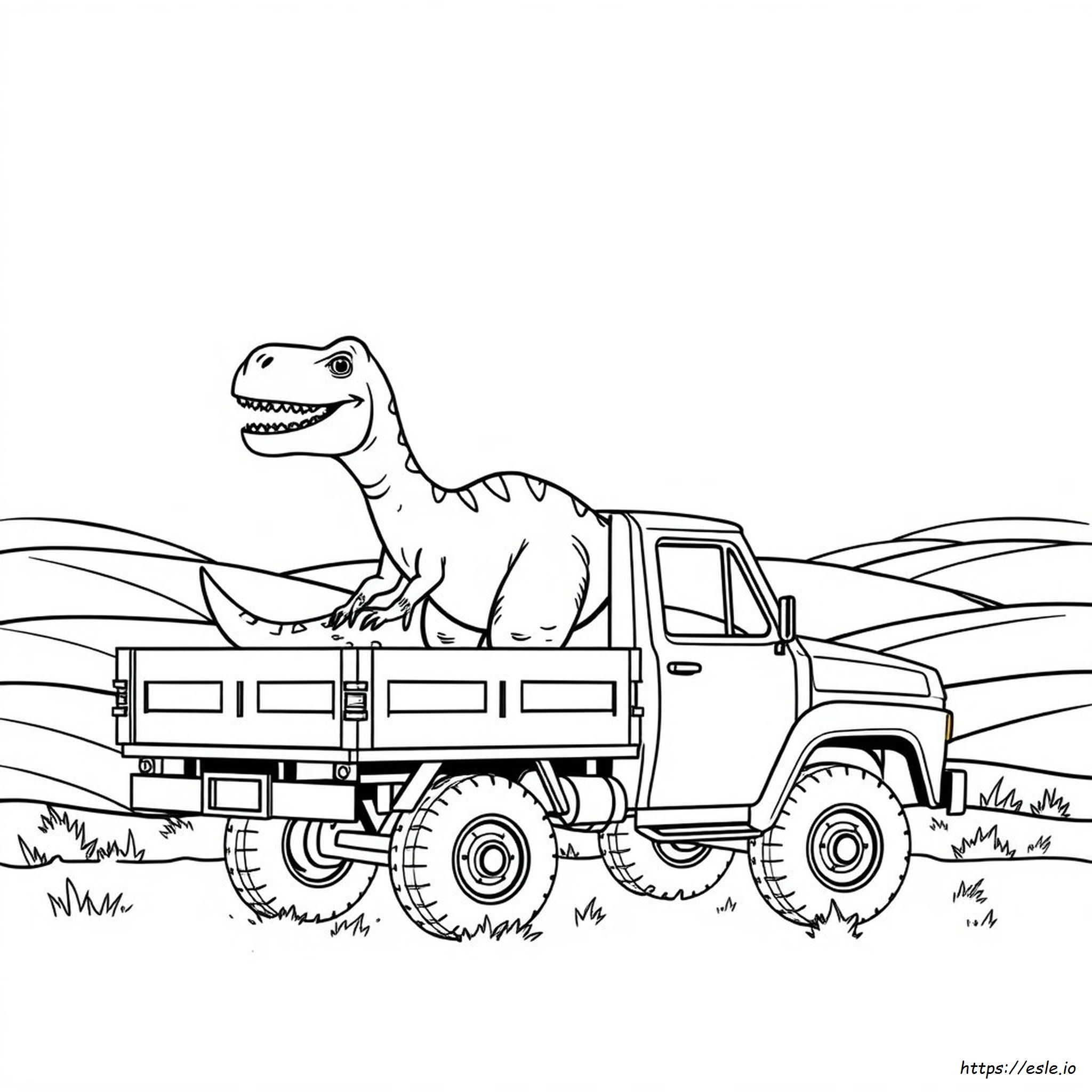 Dino Truck Coloring Page