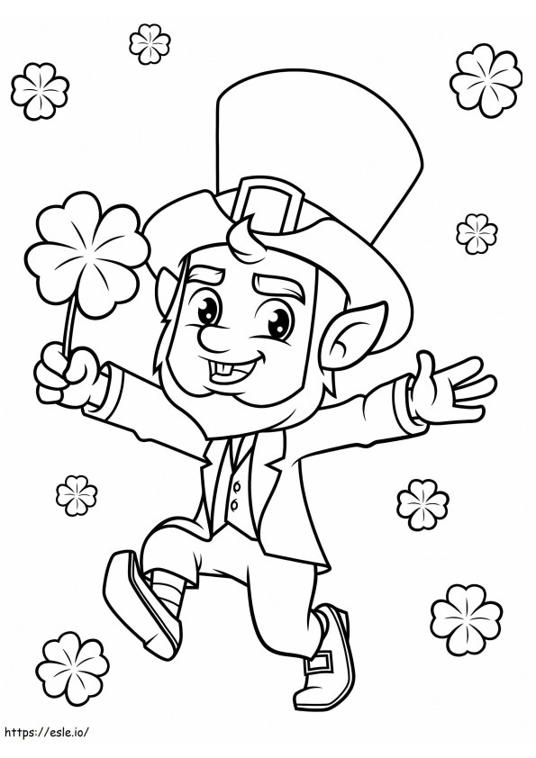 Printable Happy Leprechaun coloring page