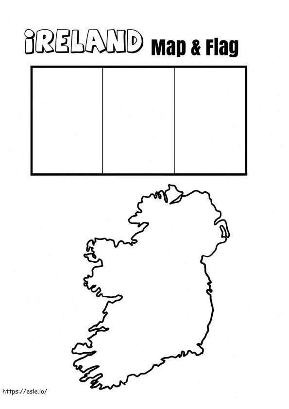 Ireland Flag And Map coloring page