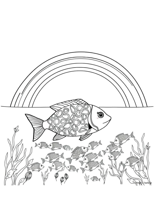 楽しい虹色の魚のぬりえ 無料ダウンロード
