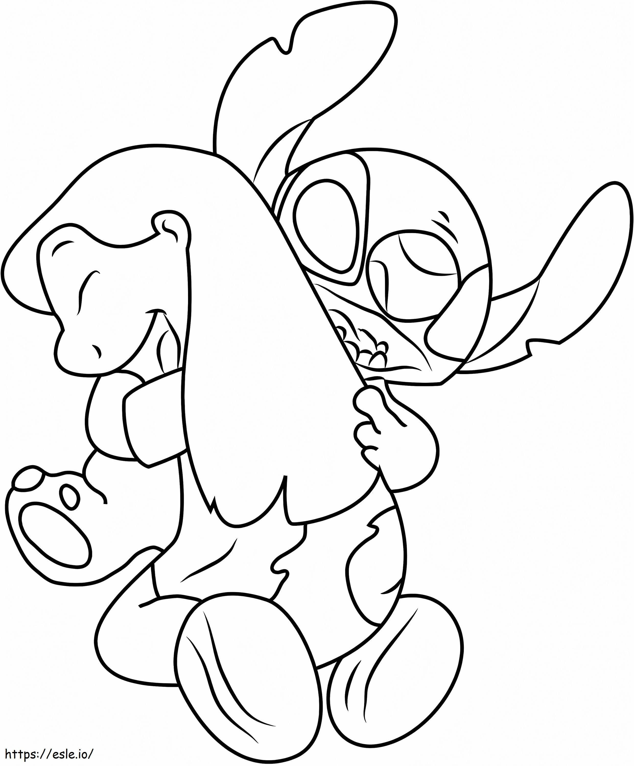 Stitch Hugging Lilo coloring page