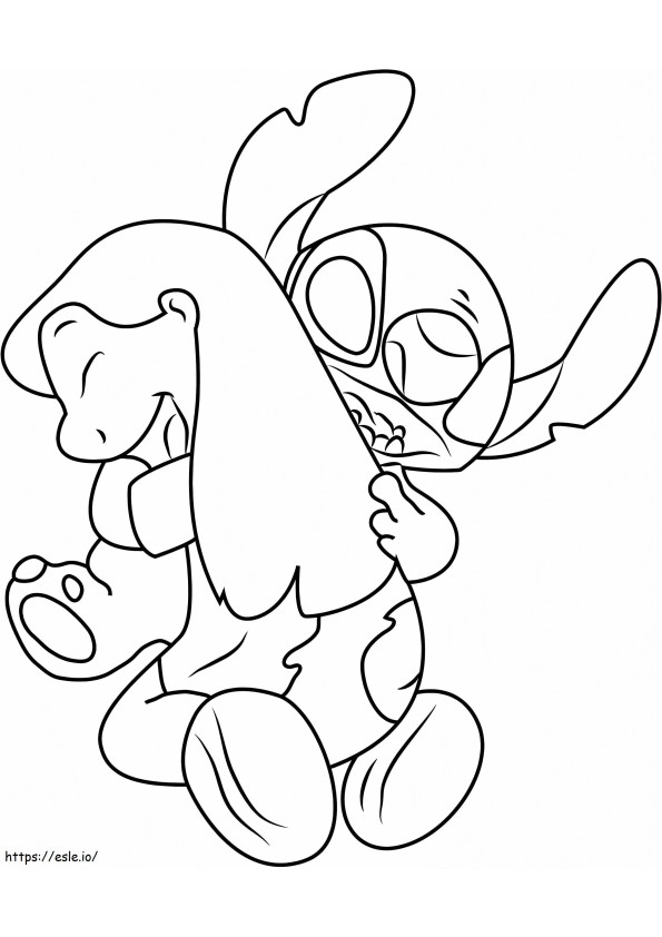 Stitch Hugging Lilo coloring page