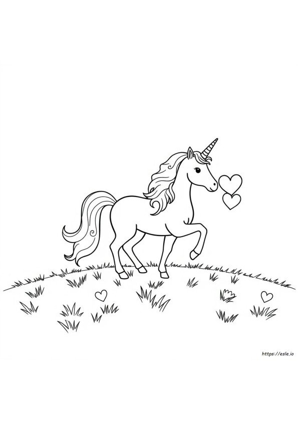 Inimă Curcubeu Unicorn De Colorat