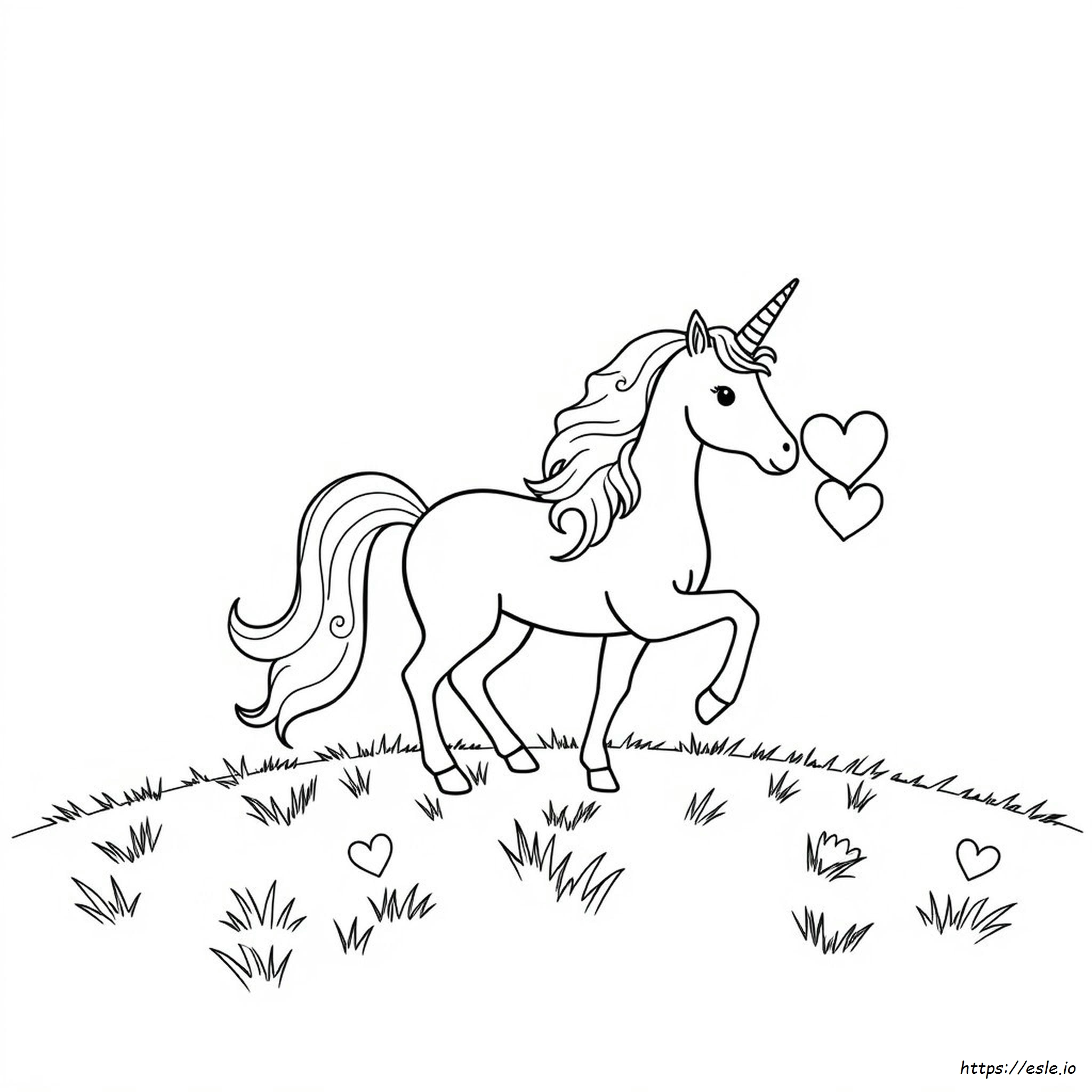 Unicorn Rainbow Heart Coloring Page