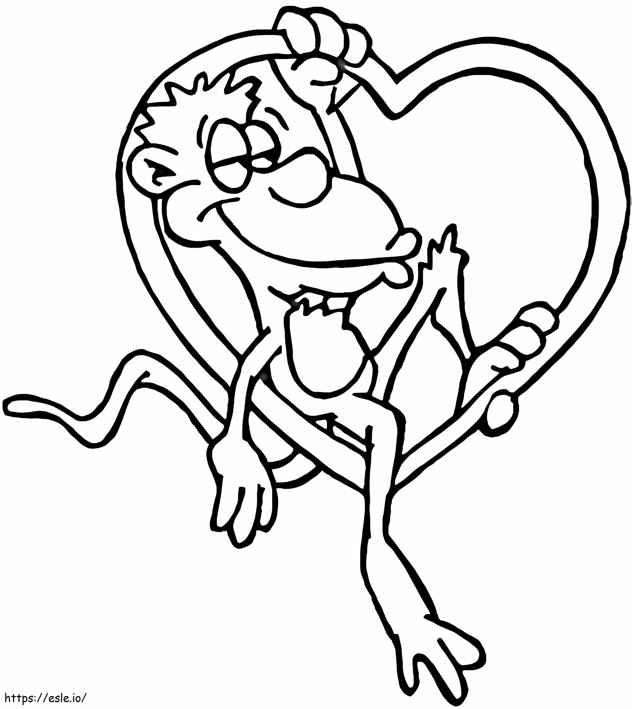Monkey In Love coloring page