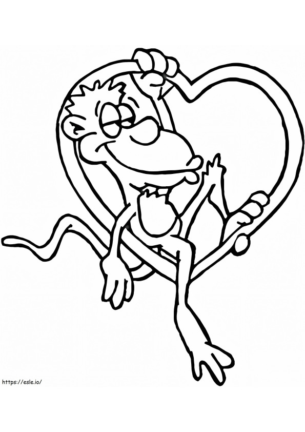 Monkey In Love coloring page