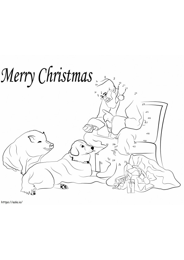 Coloriage Joyeux Noël Père Noël Point à Point à imprimer dessin