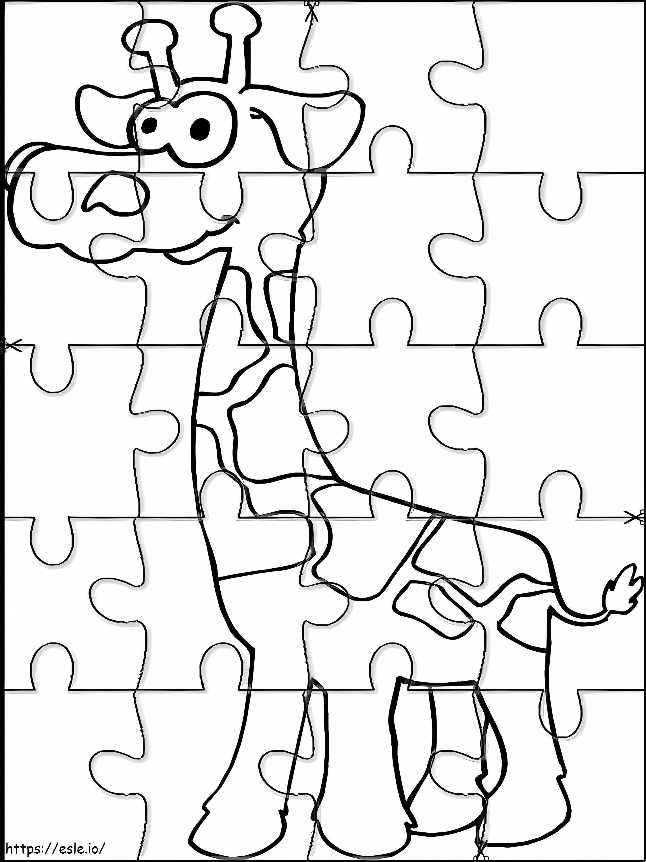 Puzzle z żyrafą kolorowanka