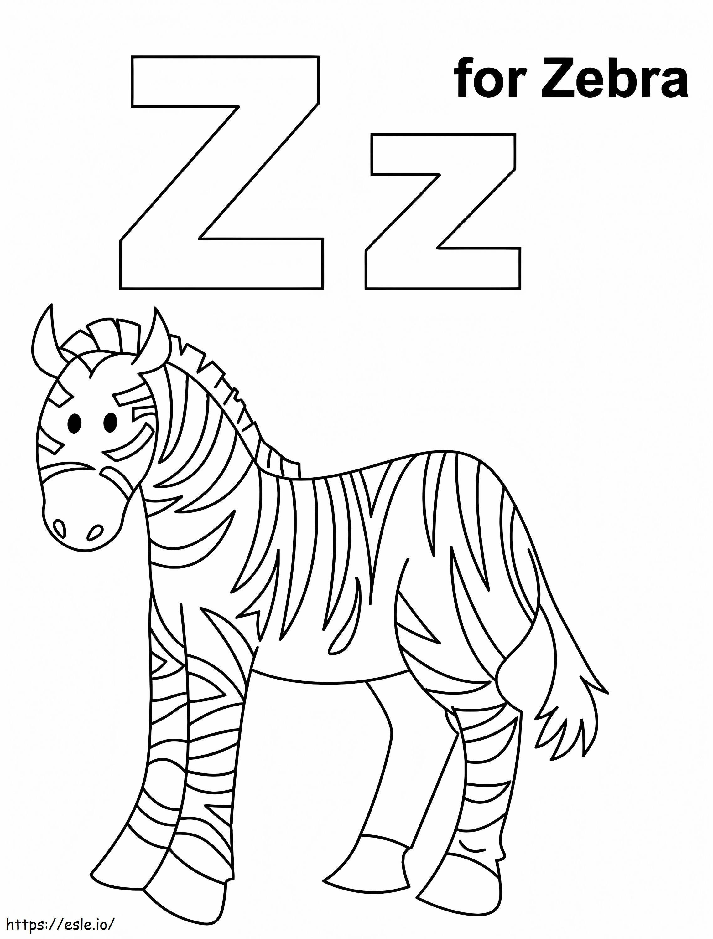 Zebra Letter Z 1 coloring page