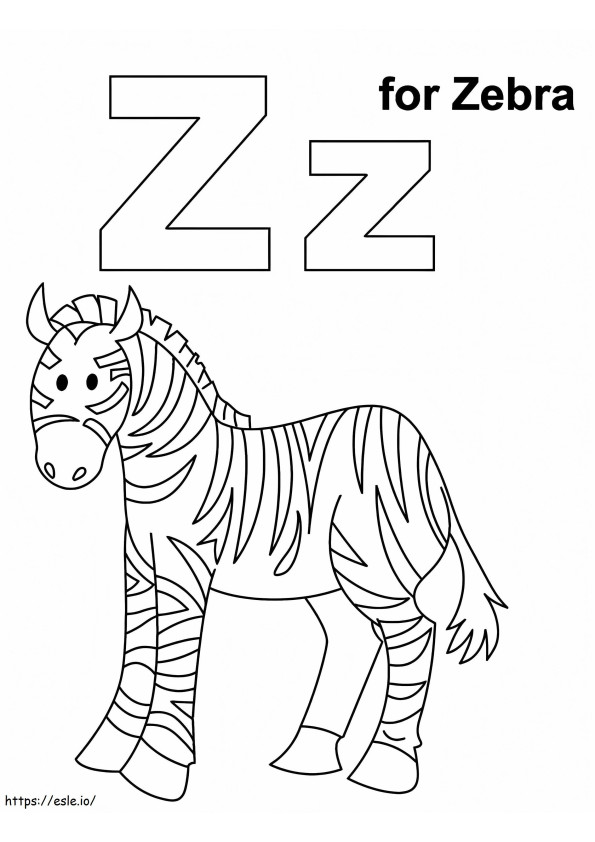 Zebra letra Z 1 para colorear