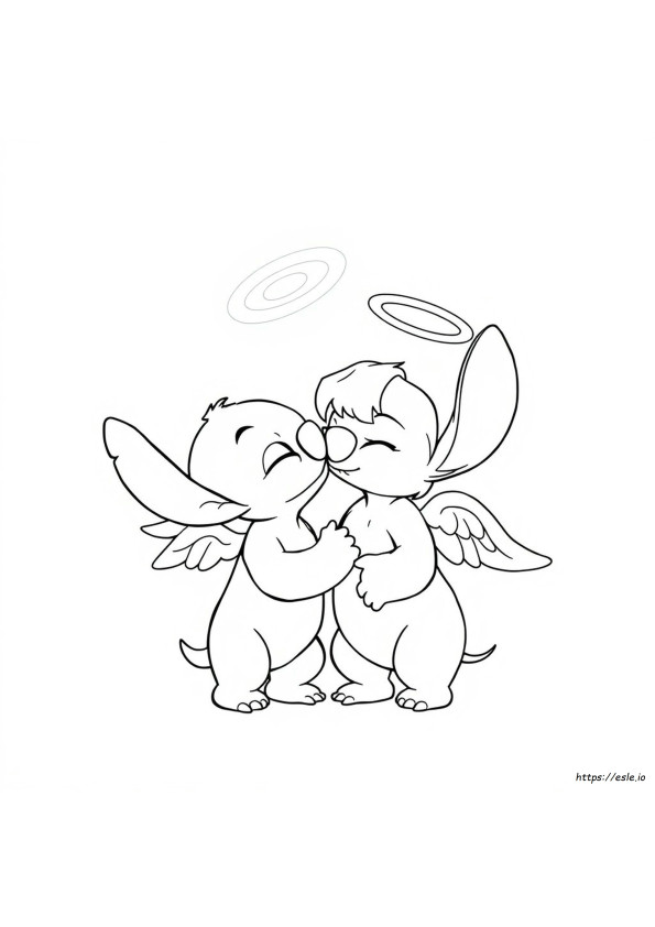 Stitch Și Angel Sărutându-Se De Colorat