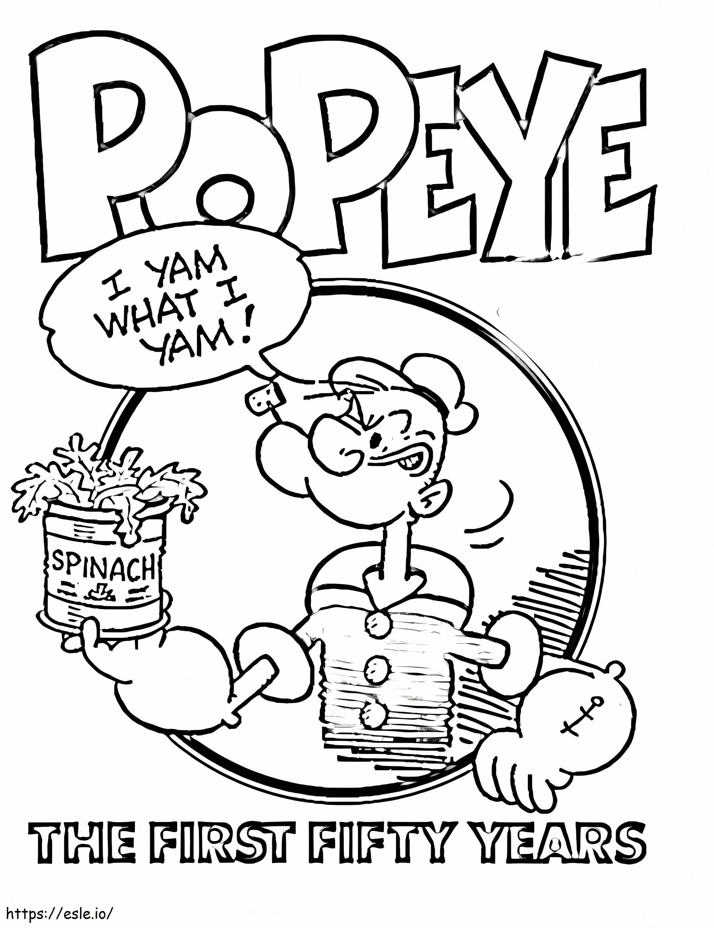 Popeye Holding Spinach coloring page