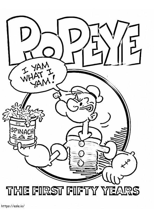 Coloriage Popeye tenant des épinards à imprimer dessin