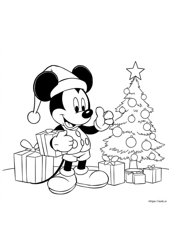 Mickey Mouse Cute Christmas Coloring Pages