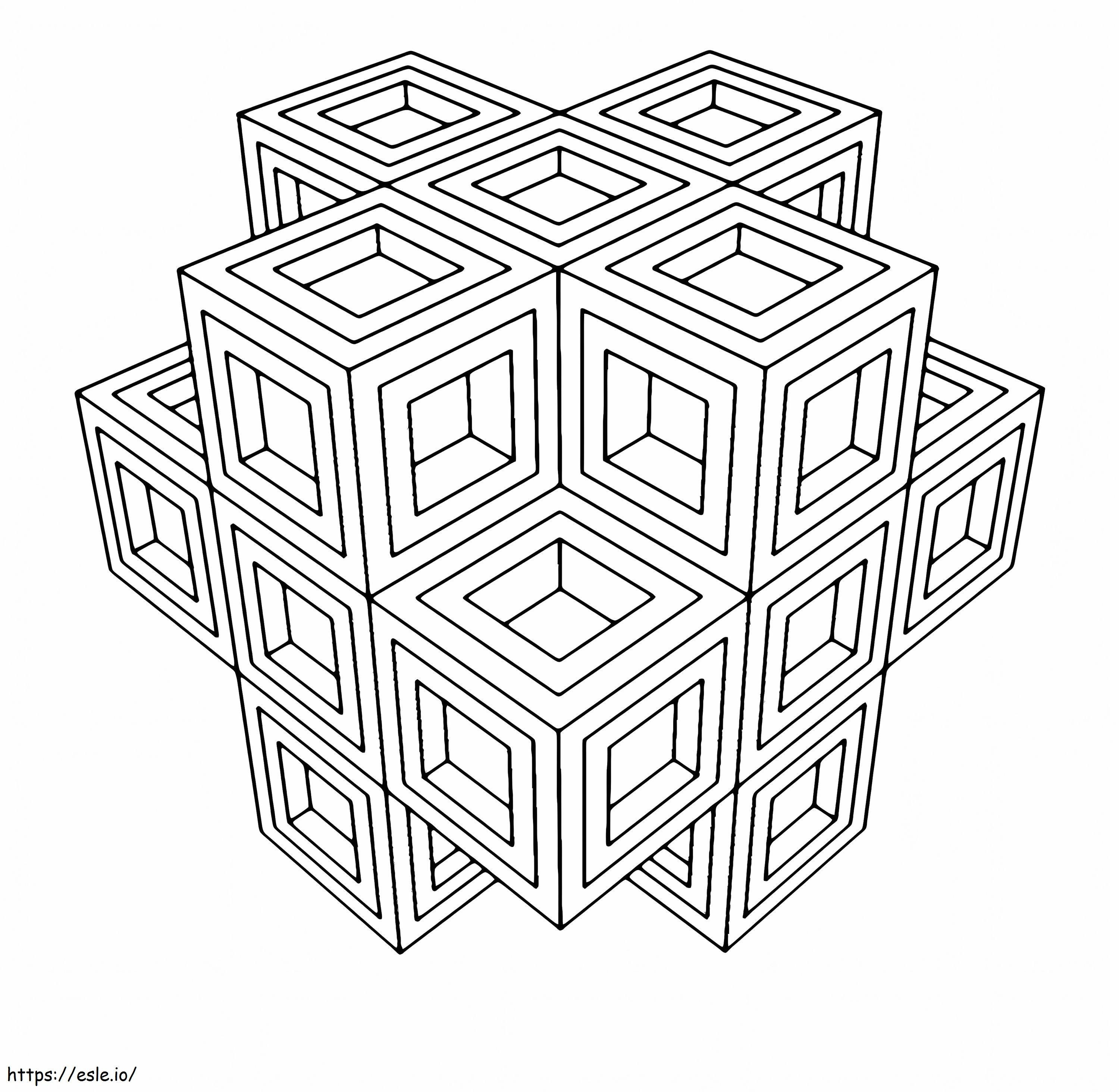 幾何学的なシンプルな正方形 ぬりえ - 塗り絵