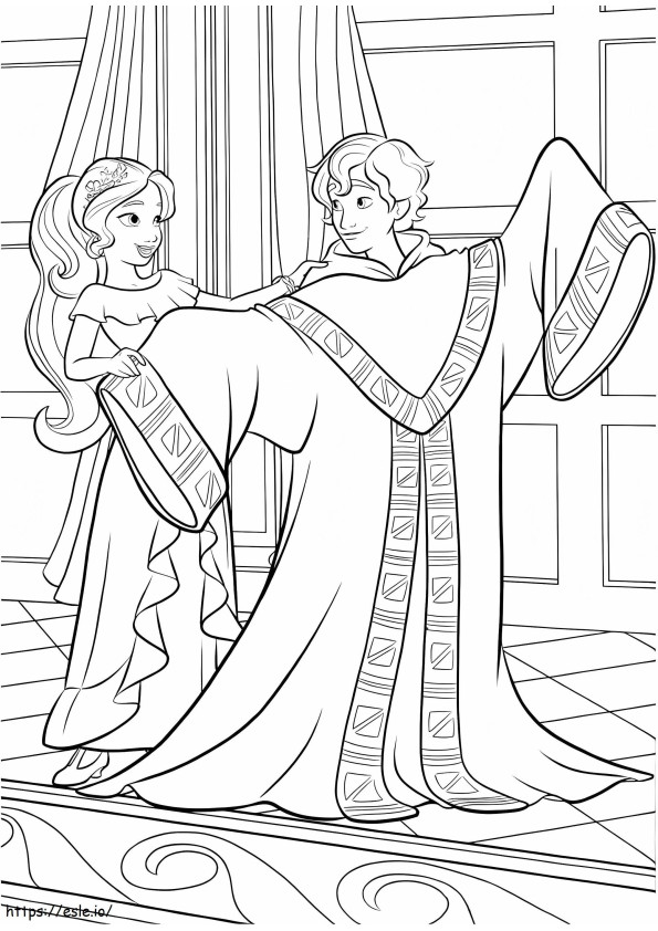 Princesa Elena e Mateo sorrindo para colorir