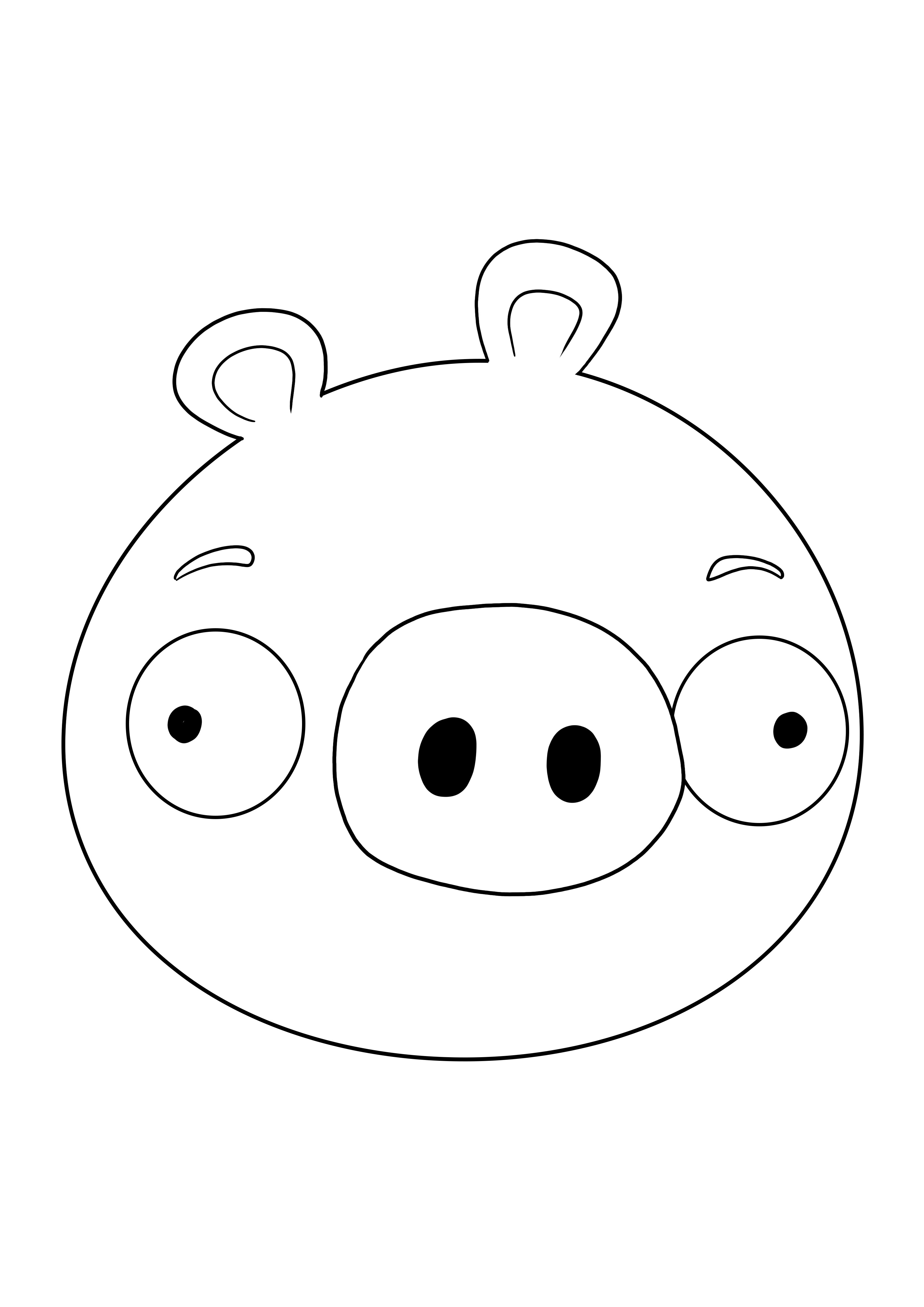 Het gezicht van Minion Pigs is klaar om te worden afgedrukt en gekleurd voor een gratis afbeelding kleurplaat