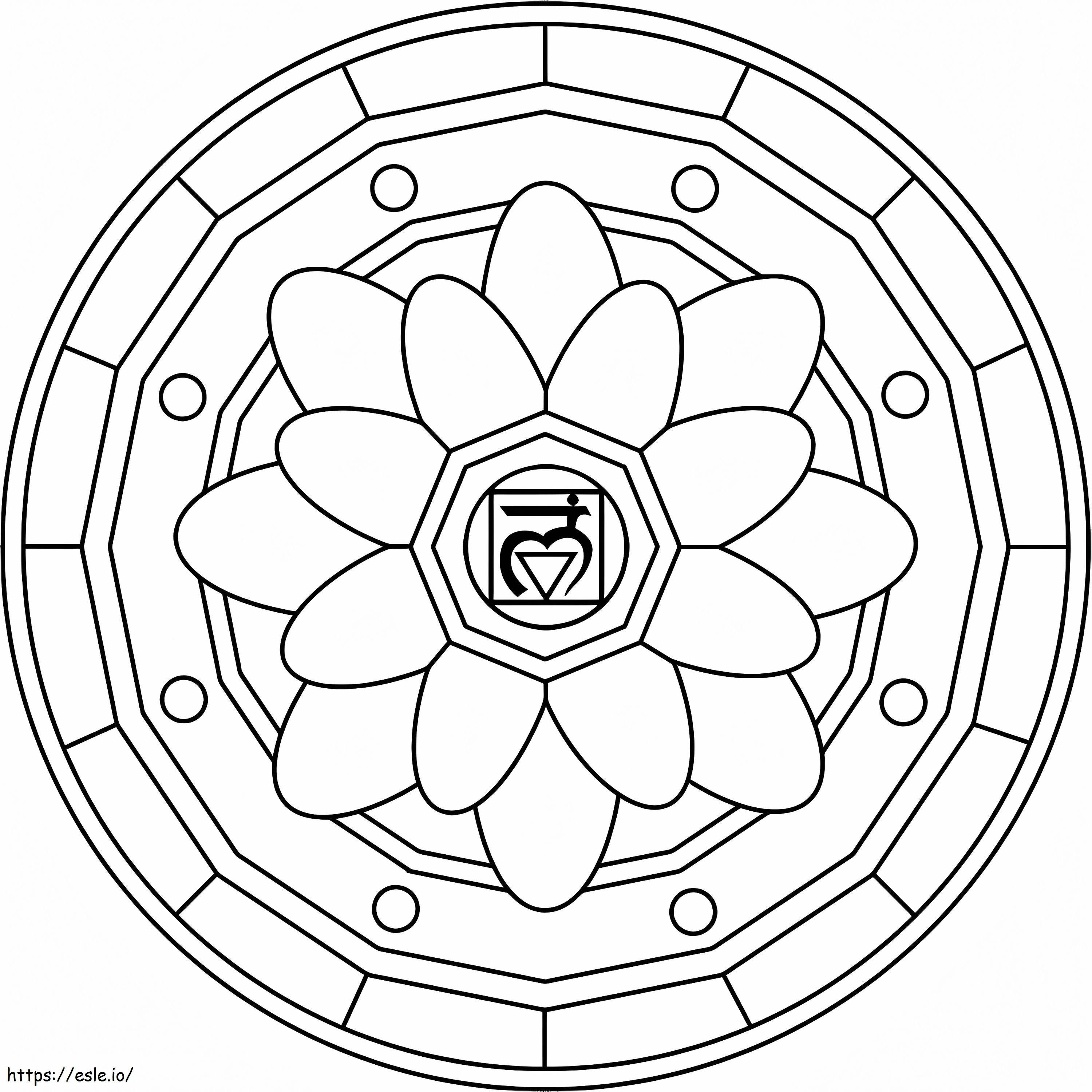 Muladhara-symboli Mandala värityskuva