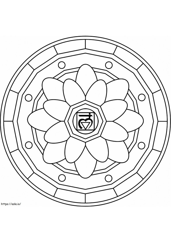 Muladhara-symbool Mandala kleurplaat