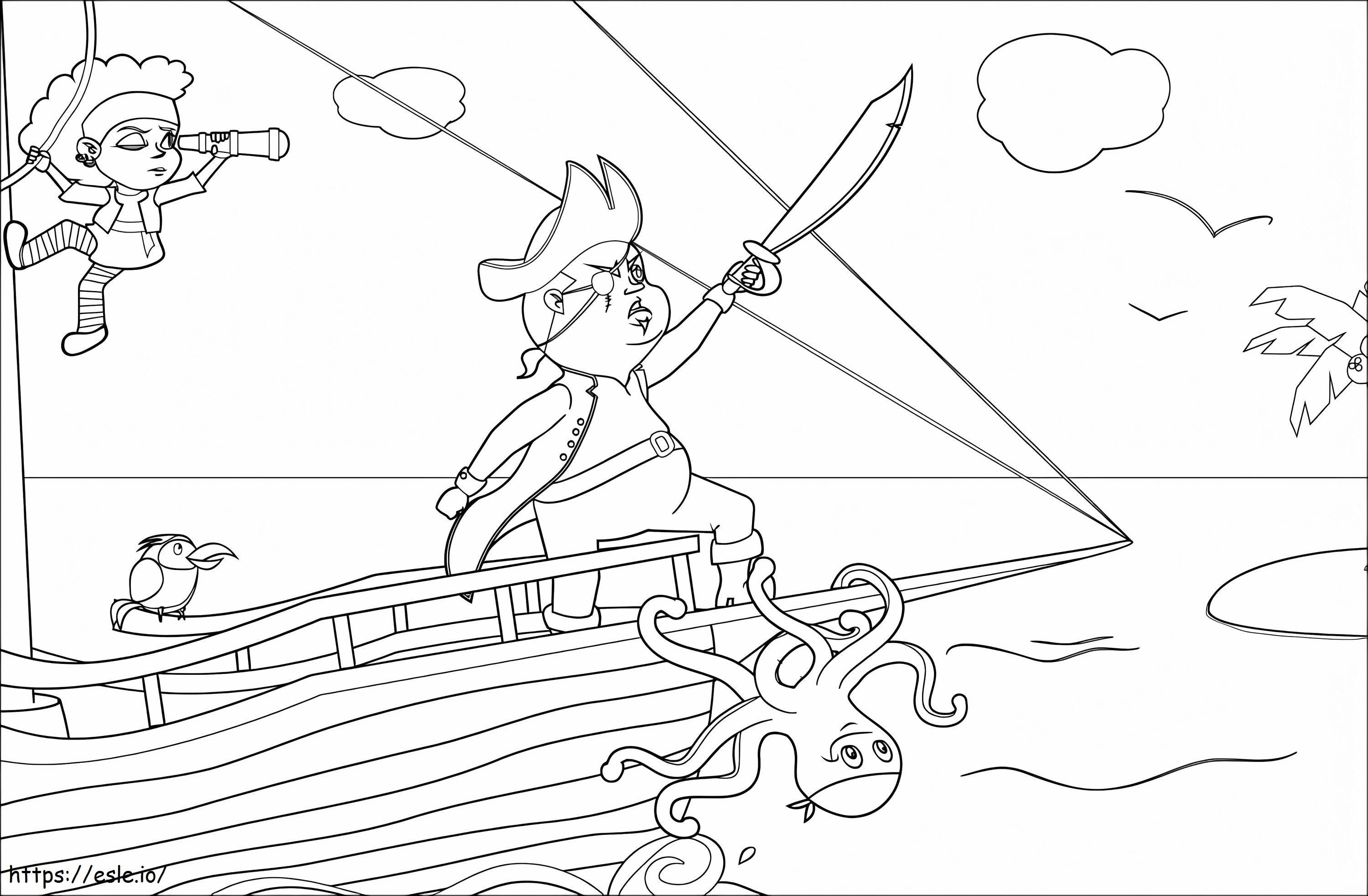 Scenă cu un pirat de colorat