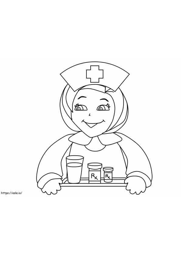 enfermeira está sorrindo para colorir