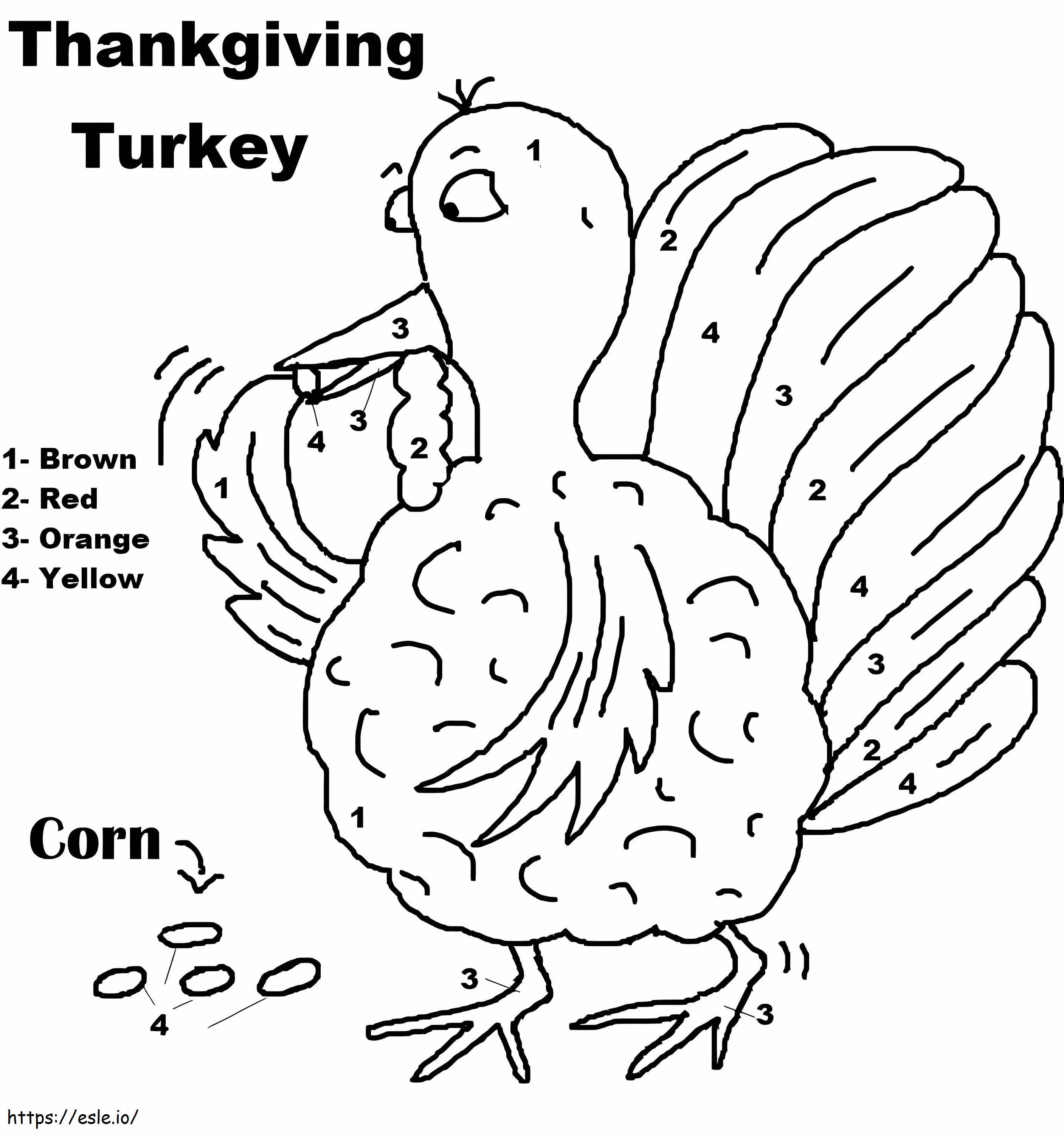 Ugly Turkey Color By Number coloring page